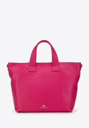 Trapéz alakú női bőr shopper táska, rózsaszín, 95-4E-021-3, Fénykép 1