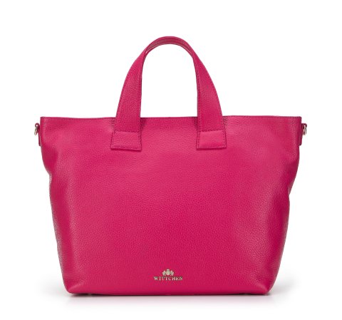 Trapéz alakú női bőr shopper táska, rózsaszín, 95-4E-021-1, Fénykép 1