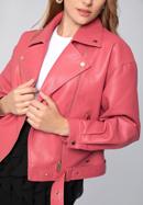 Dámská bunda z ekologické kůže s páskem, růžová, 97-9P-104-P-M, Obrázek 6