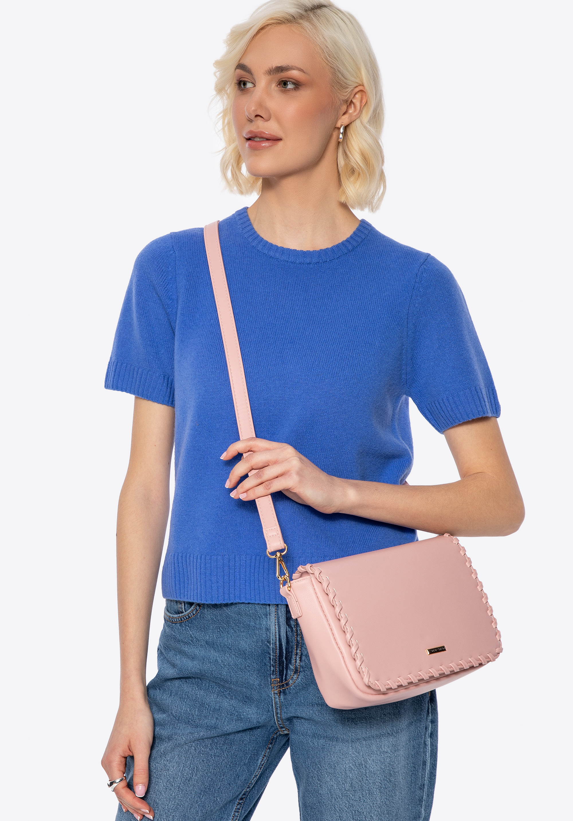 Dámská crossbody kabelka s klopou, růžová, 100-4Y-235-P, Obrázek 1
