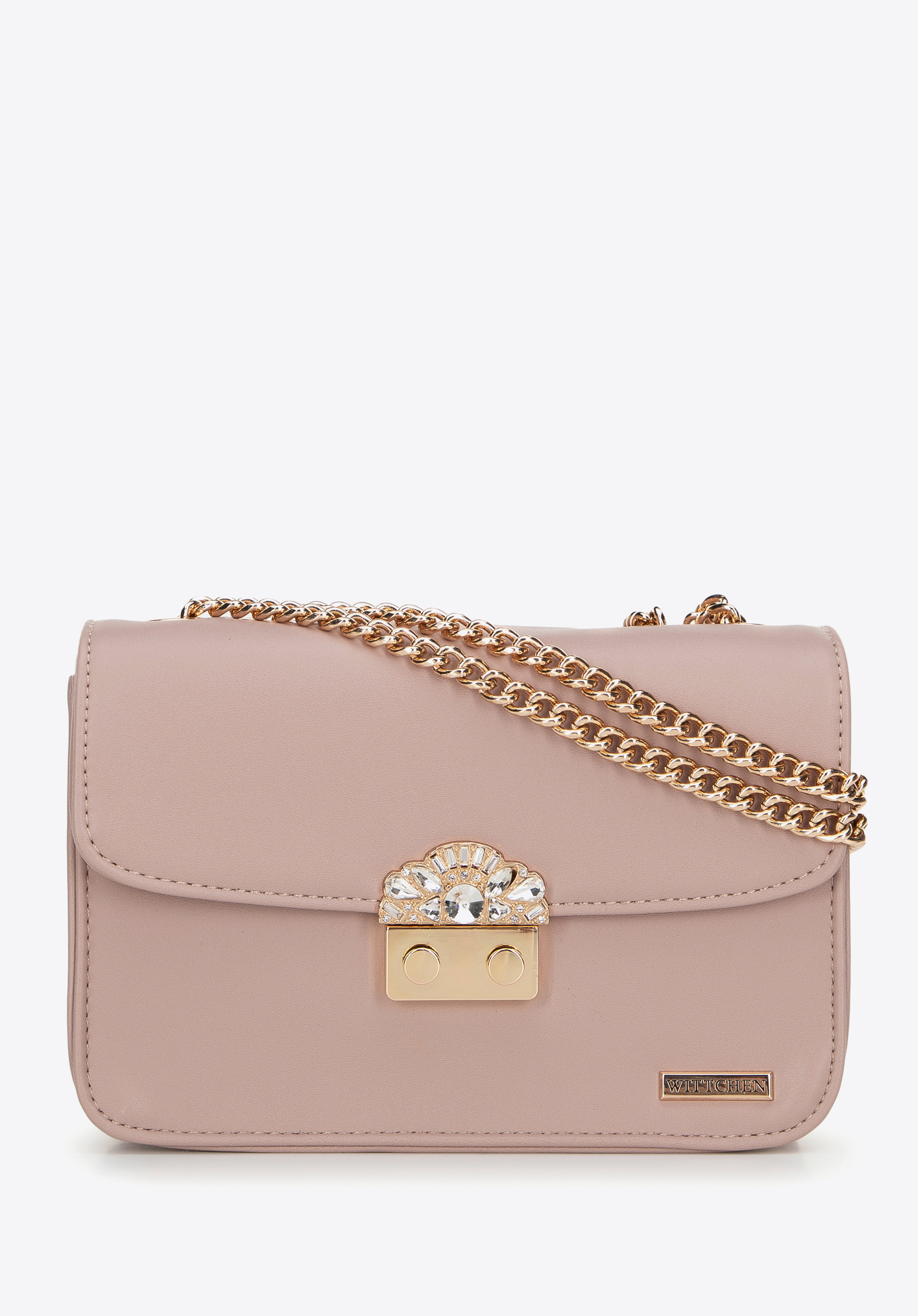 Dámská crossbody kabelka s ozdobnou sponou, růžová, 99-4Y-228-P, Obrázek 1