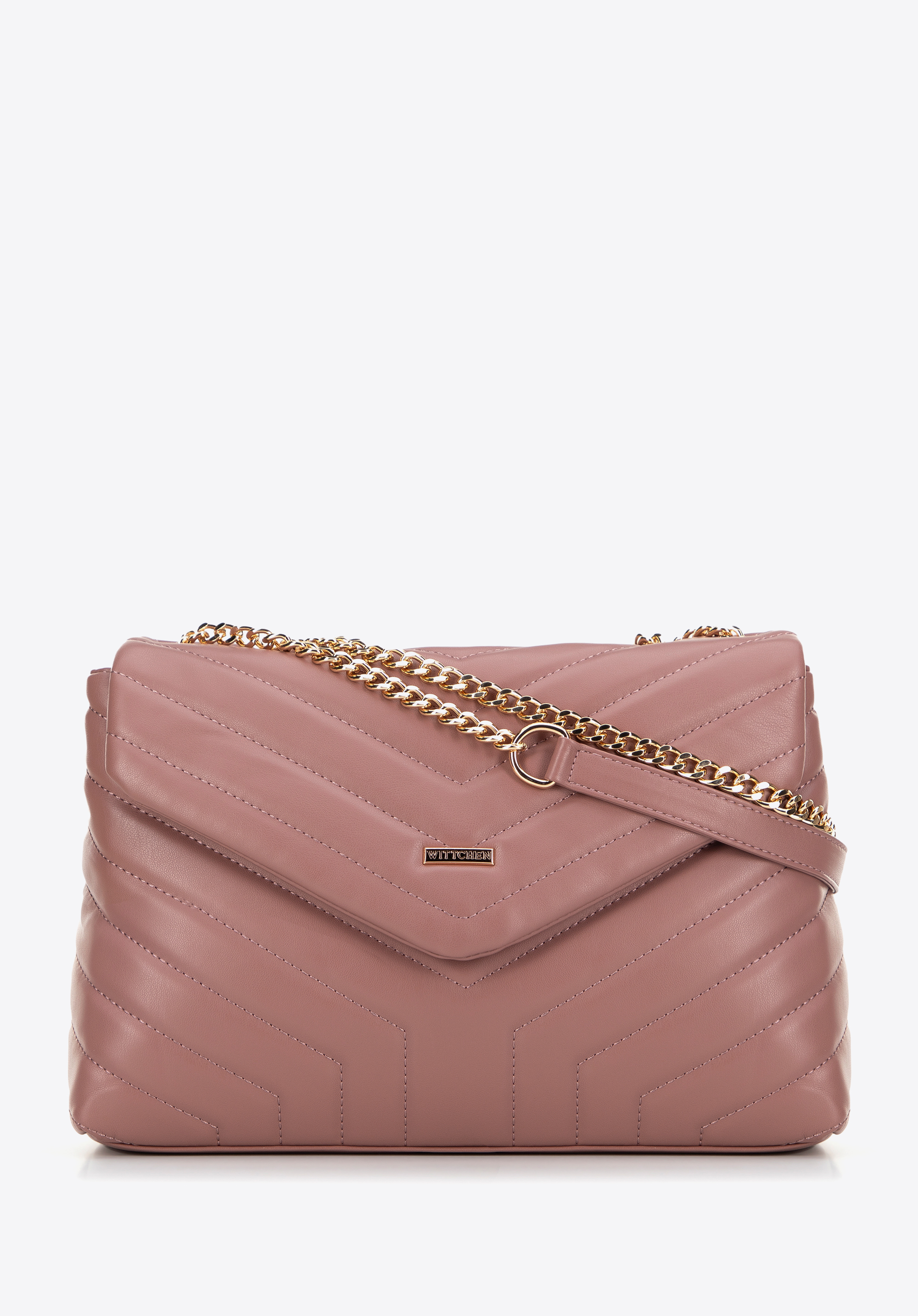 Dámská crossbody kabelka s řetízkovým detailem, růžová, 99-4Y-514-P, Obrázek 1