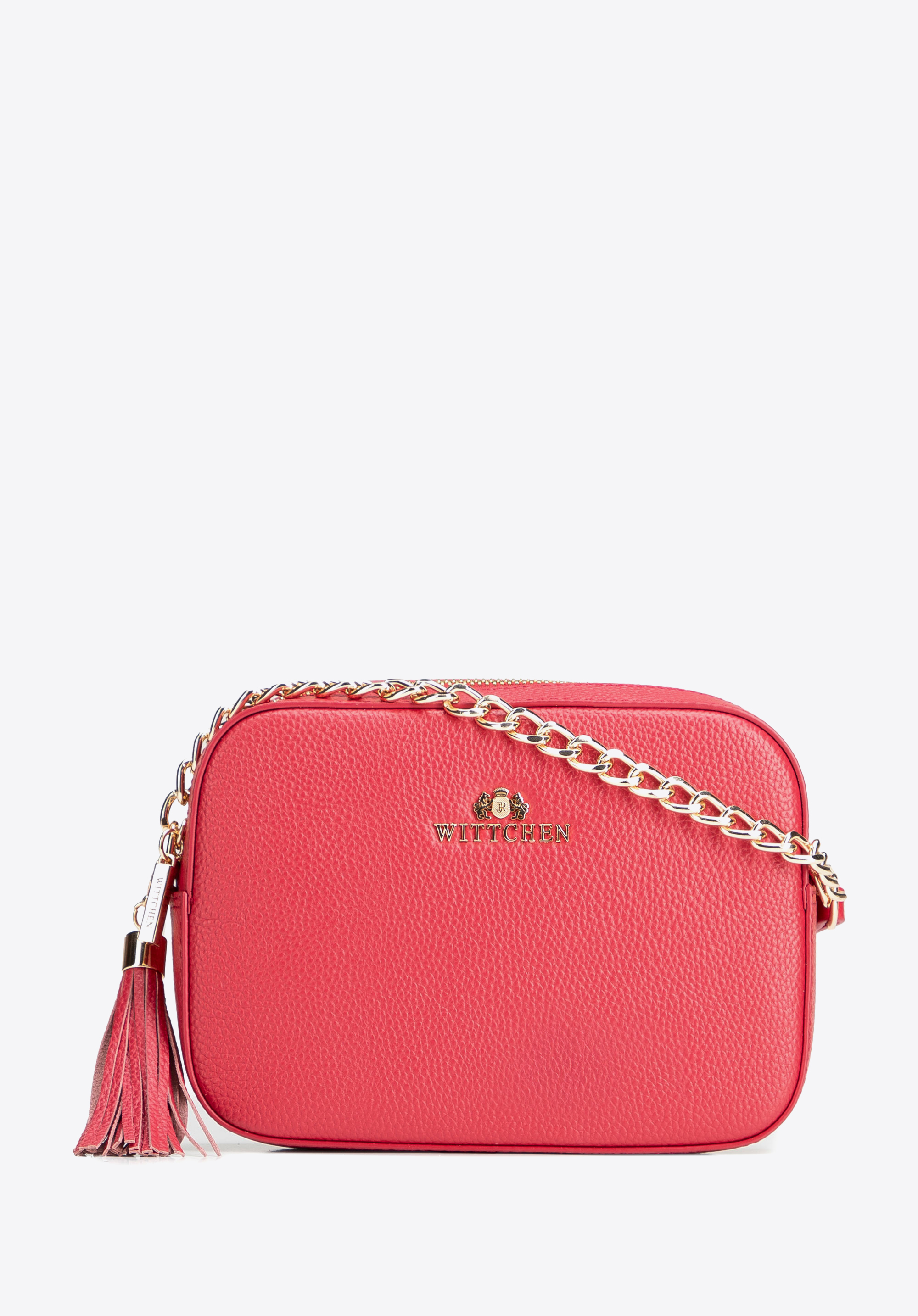 Women''s chain leather crossbody bag, ružová, 29-4E-015-P, Obrázok 1