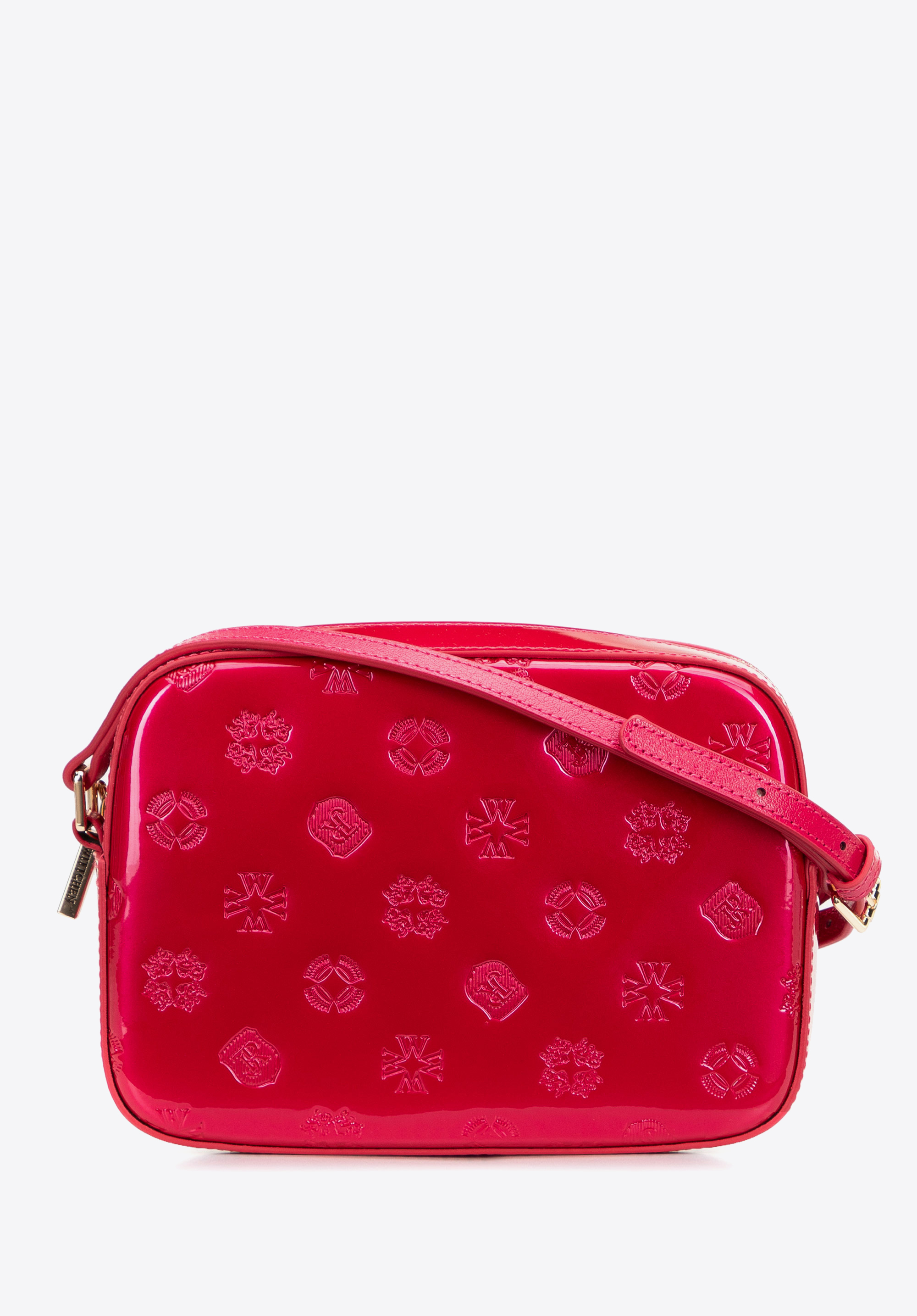 Dámská crossbody kabelka z lakované kůže, růžová, 29-4E-025-P, Obrázek 1