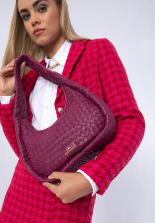 Dámská kabelka vyrobená z tkané kůže, růžová, 97-4E-509-P, Obrázek 1