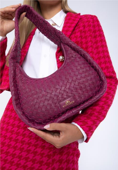 Dámská kabelka vyrobená z tkané kůže, růžová, 97-4E-509-1, Obrázek 16