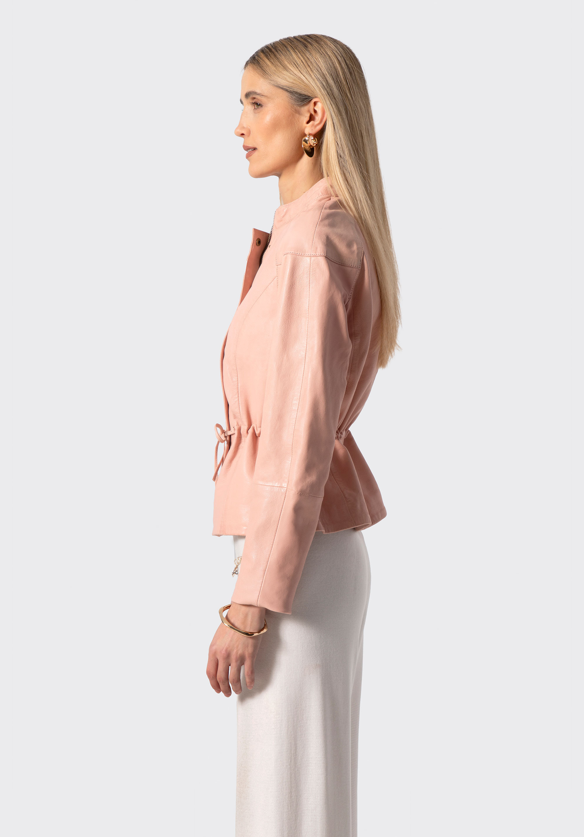 Dámska kožená bunda, ružová, 100-09-402-P-M, Obrázok 1