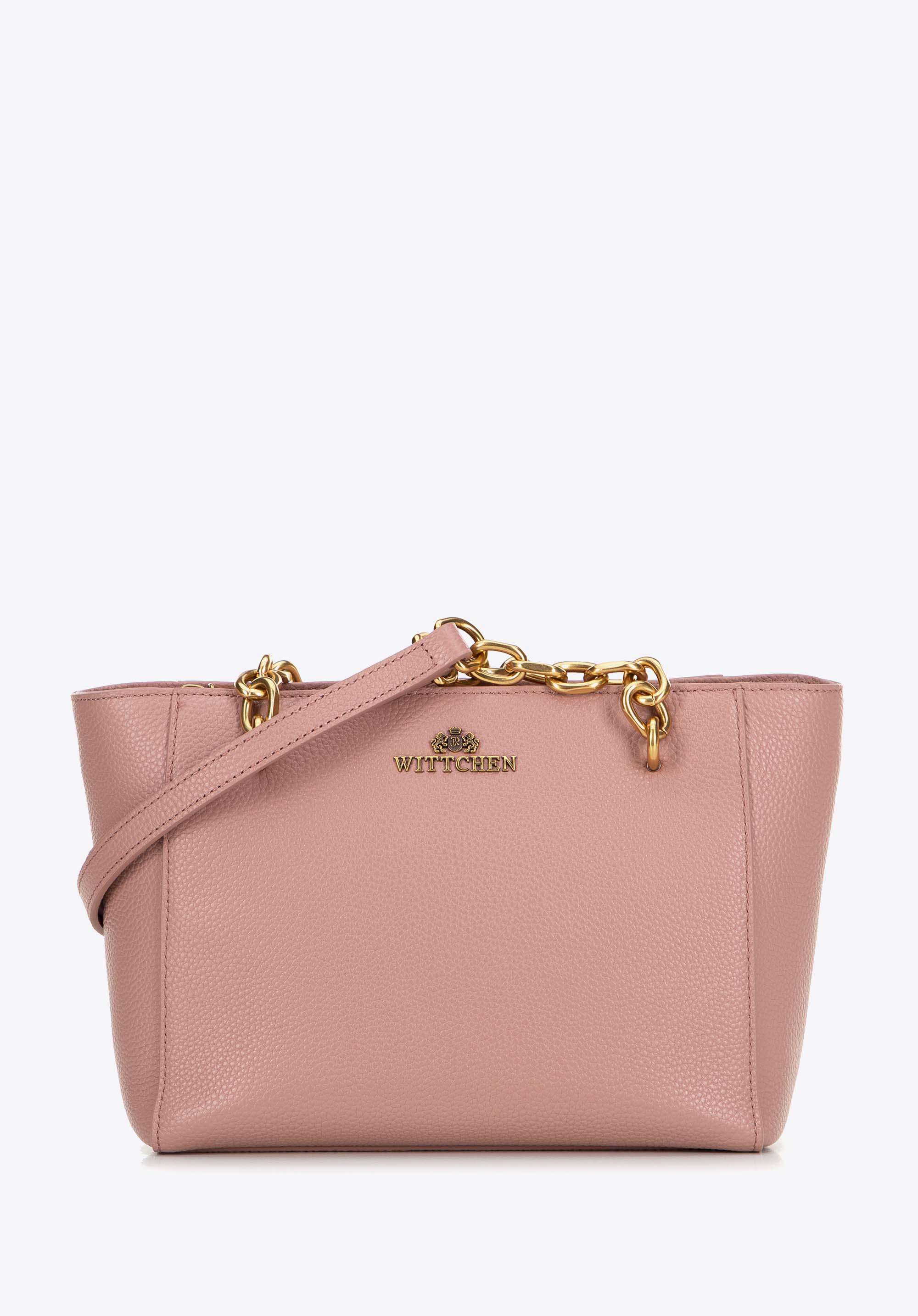 Dámska kožená kabelka, ružová, 100-4E-604-P, Obrázok 1