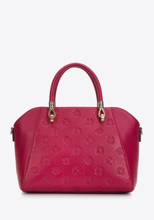 Dámská kožená kabelka s monogramem, růžová, 97-4E-625-P, Obrázek 1