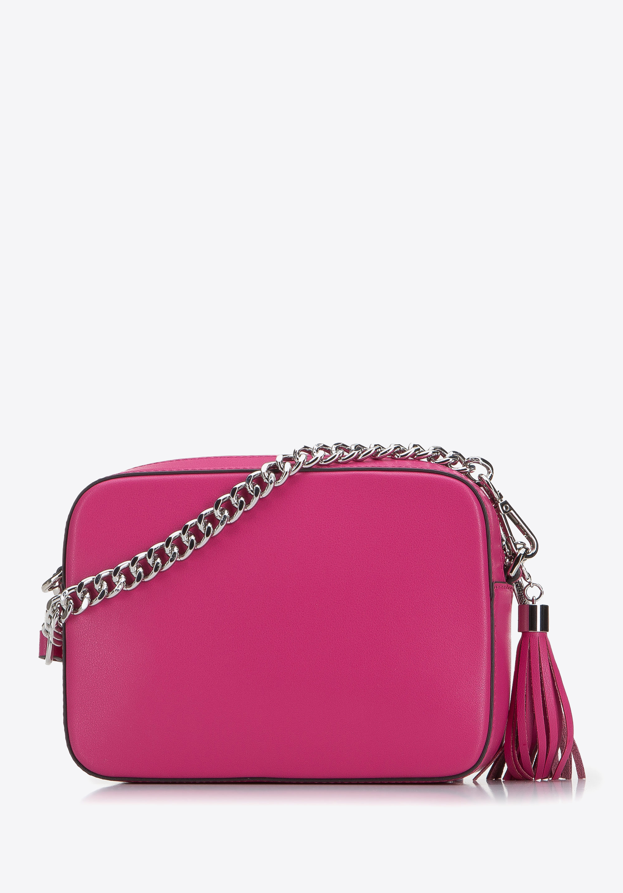 Dámska kožená poštová kabelka so strapcom na retiazke