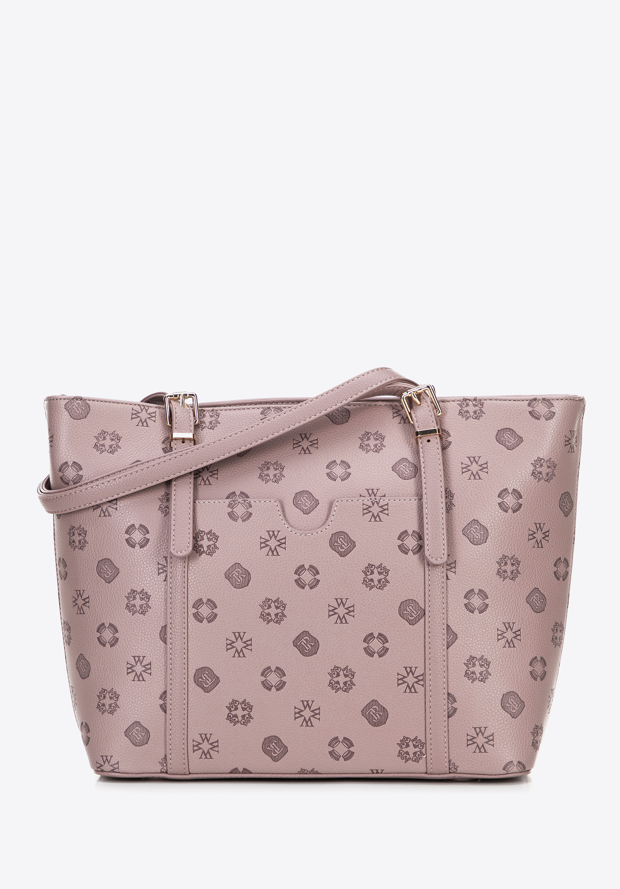 Dámska nákupná taška z umelej kože s reliéfnym vzorom, vyblednutá ružová, 101-4Y-P05-P, Obrázok 1