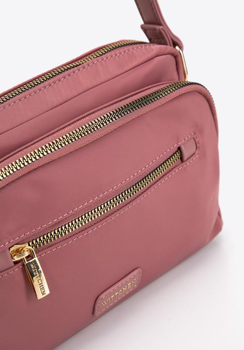 Dámská nylonová kabelka s vložkami z ekologické kůže, růžová, 97-4Y-103-P, Obrázek 4