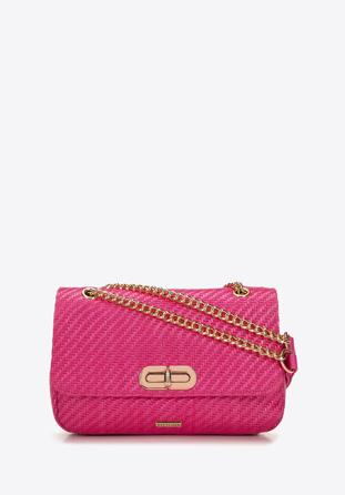 Dámská pletená kabelka s řetízkem, růžová, 98-4Y-408-P, Obrázek 1