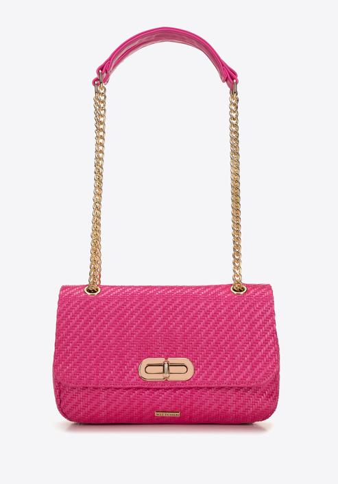 Dámská pletená kabelka s řetízkem, růžová, 98-4Y-408-Y, Obrázek 2