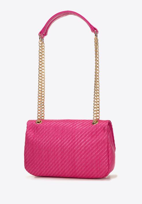 Dámská pletená kabelka s řetízkem, růžová, 98-4Y-408-Y, Obrázek 3