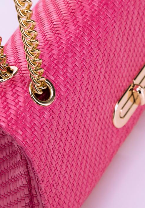 Dámská pletená kabelka s řetízkem, růžová, 98-4Y-408-Y, Obrázek 5