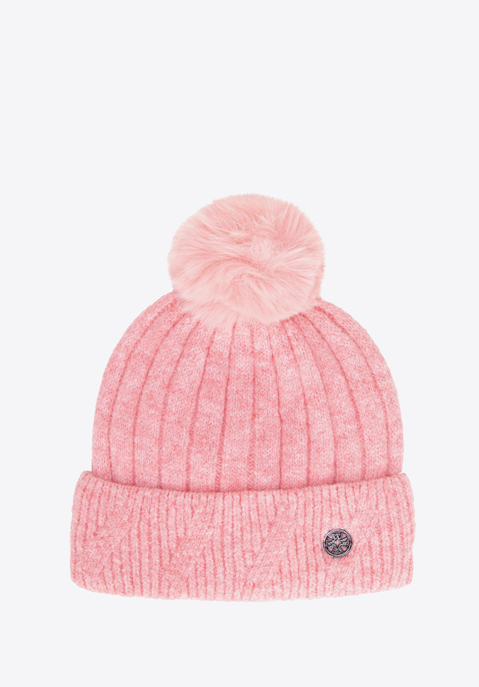 Dámská zimní čepice s bambulkami, růžová, 101-HF-205-P, Obrázek 1