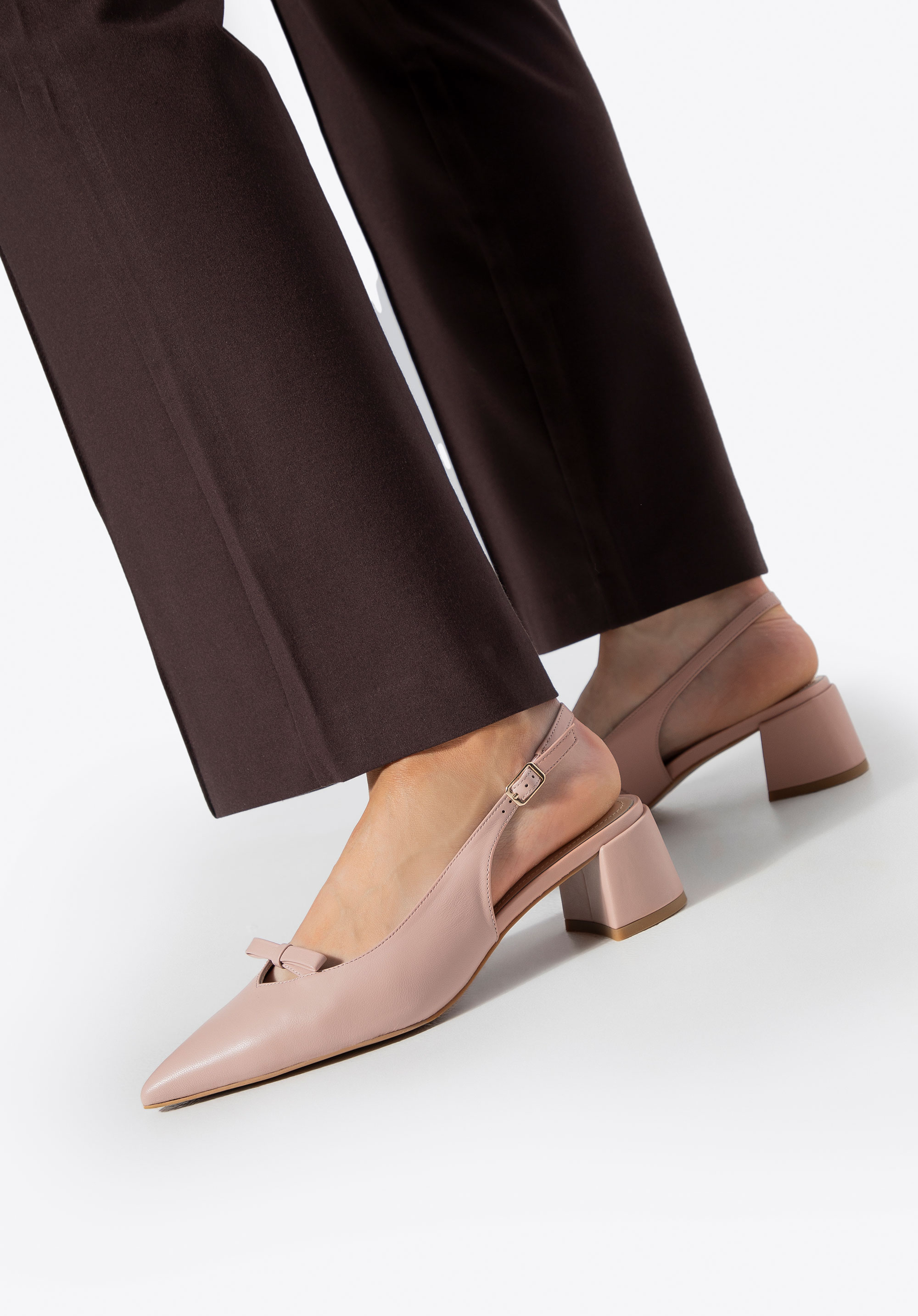 Dámské kožené kurty s rozšířeným podpatkem, růžová, 100-D-507-P-38, Obrázek 1