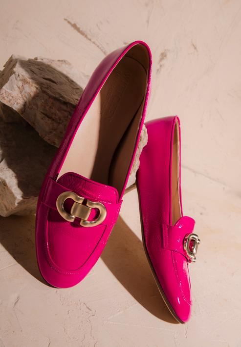 Dámské lakované boty s ozdobnou sponou, růžová, 98-D-106-1-36, Obrázek 30