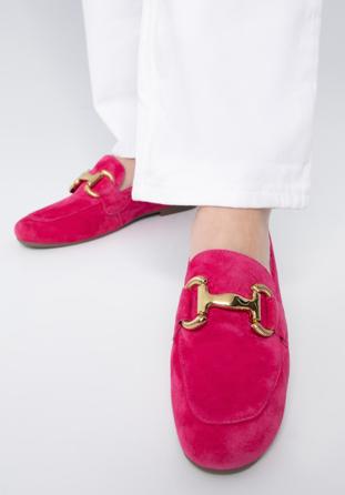 Dámské semišové boty se sponou, růžová, 98-D-953-P-40, Obrázek 1