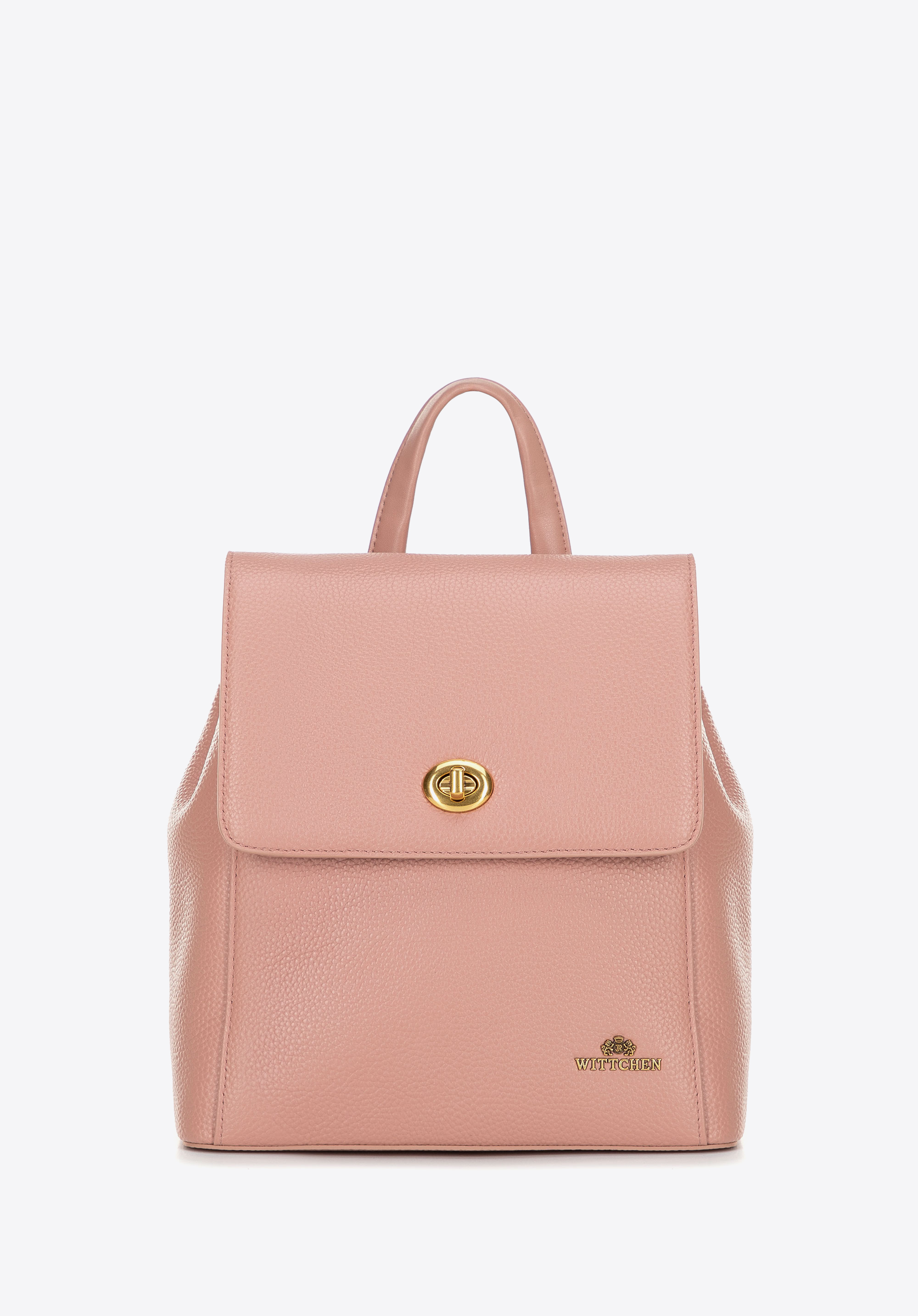 Dámský kožený batoh s klopou, růžová, 100-4E-225-P, Obrázek 1