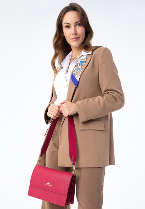Klasická dámská dvoukomorová kožená kabelka, růžová, 97-4E-631-P, Obrázek 15