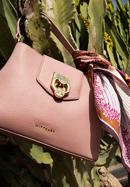 Kožená dámská kabelka s ozdobnou sponou, růžová, 98-4E-613-1, Obrázek 30