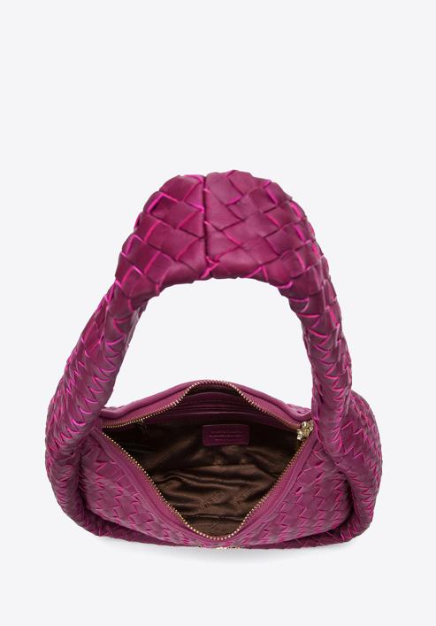 Malá dámská kabelka vyrobená z tkané kůže, růžová, 97-4E-510-G, Obrázek 3