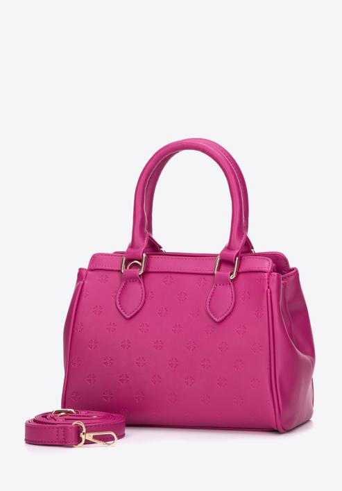 Malá dámská kabelka z ekologické kůže s vyraženým monogramem, růžová, 97-4Y-226-4, Obrázek 2