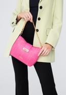 Pletená dámská kabelka s řetízkem, růžová, 98-4Y-410-Y, Obrázek 16