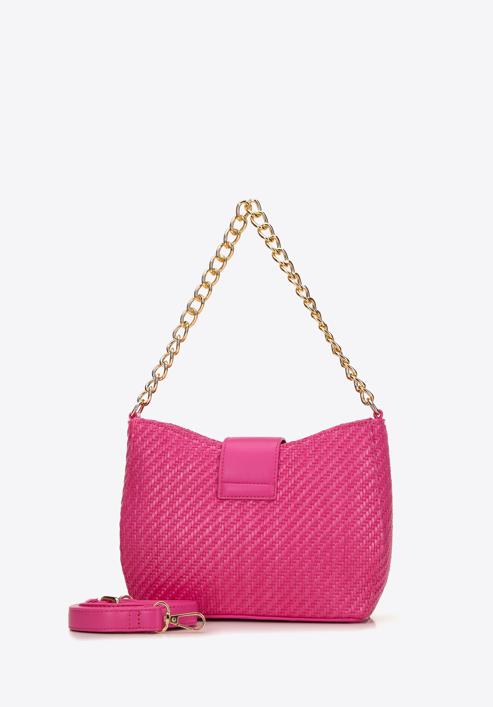 Pletená dámská kabelka s řetízkem, růžová, 98-4Y-410-Y, Obrázek 2
