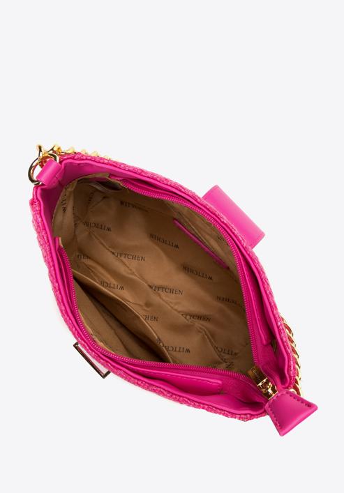 Pletená dámská kabelka s řetízkem, růžová, 98-4Y-410-Y, Obrázek 3