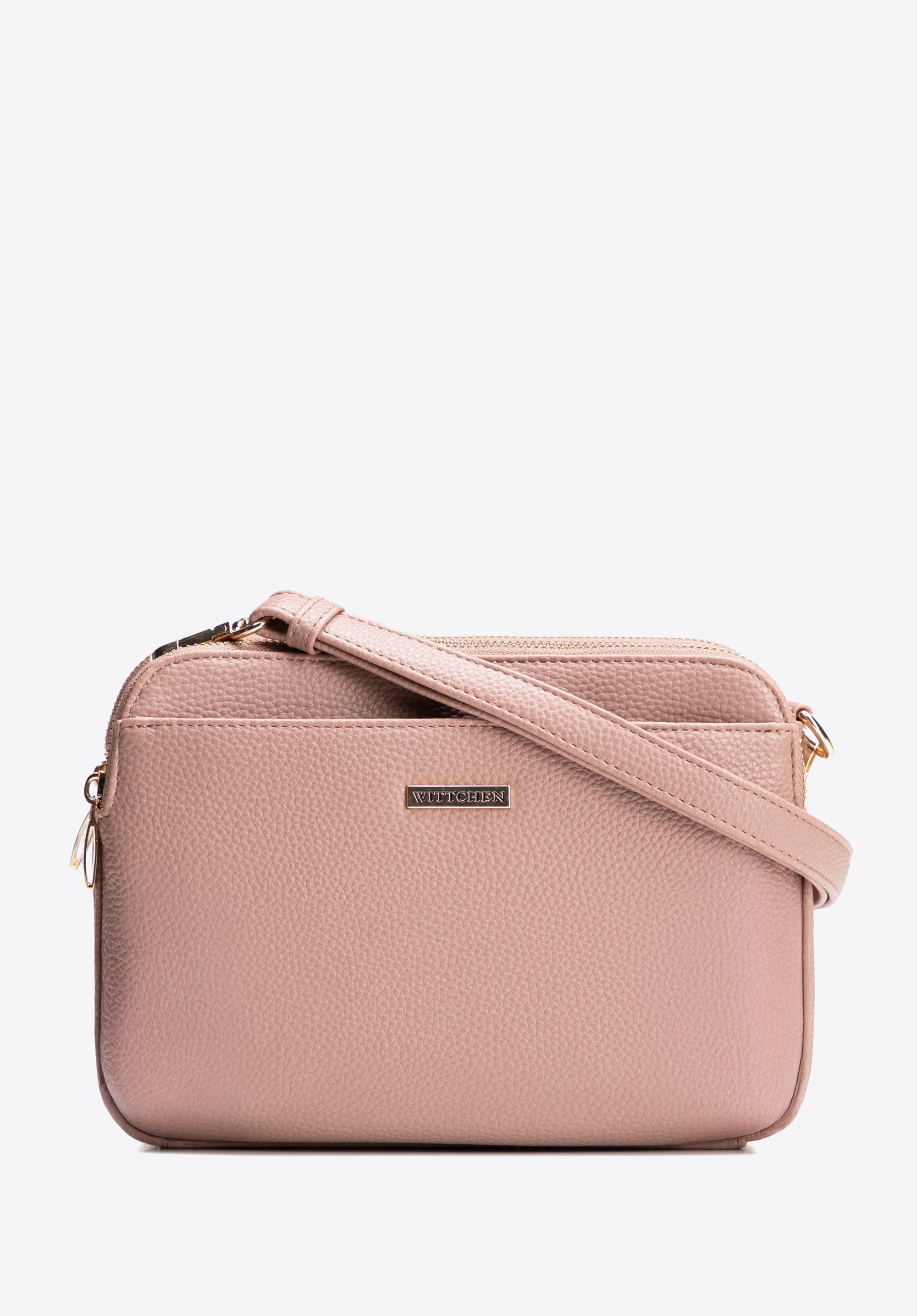 Tříkomorová crossbody kabelka z umělé kůže, růžová, 29-4Y-020-B5, Obrázek 1