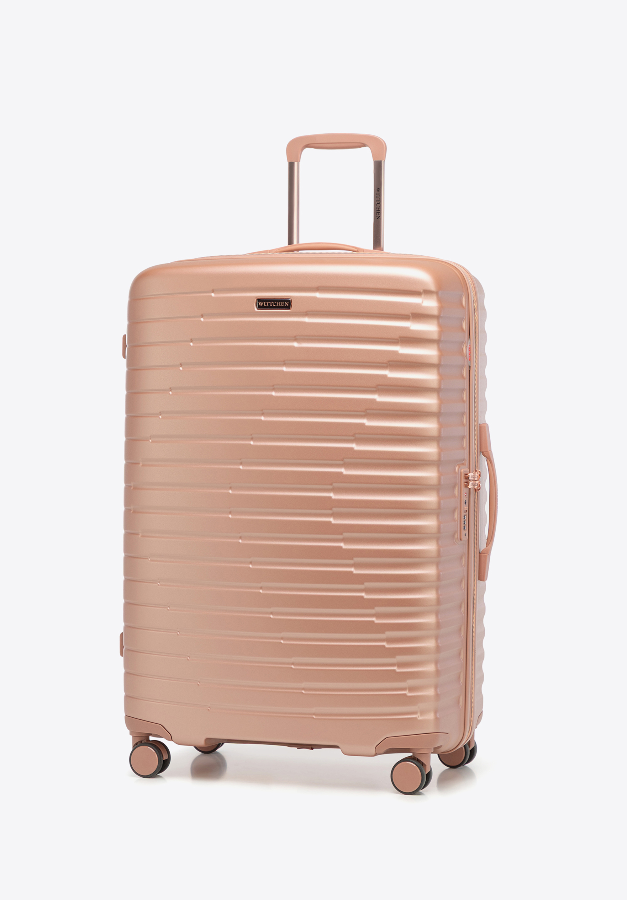 Velký polykarbonátový kufr s vodorovnými žebry, růžové zlato, 56-3P-613-77G, Obrázek 1