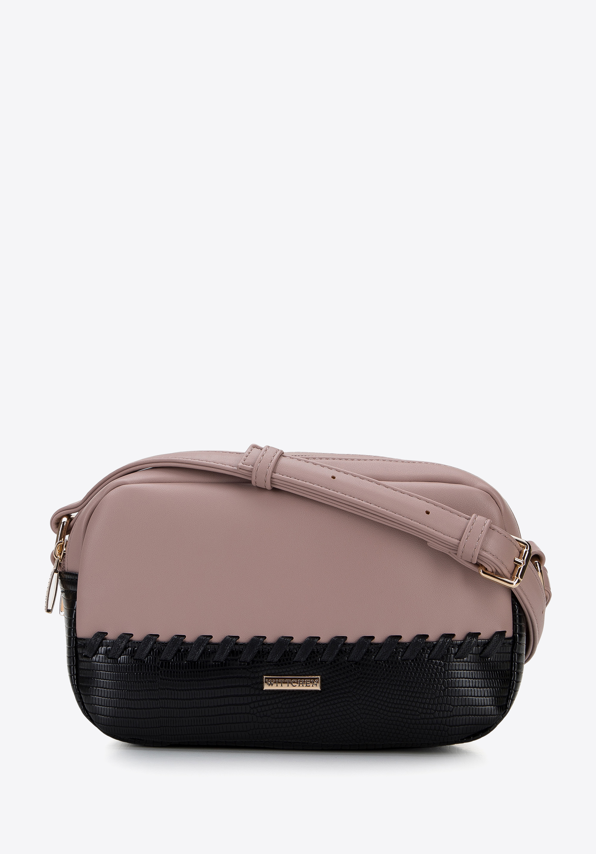 Dámská crossbody kabelka s ozdobným detailem, růžovo-černá, 95-4Y-523-P, Obrázek 1