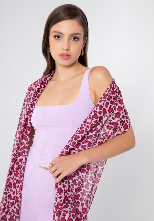 Dámský šátek s drobným leopardím potiskem, růžovo-vínová, 98-7D-X08-X3, Obrázek 15