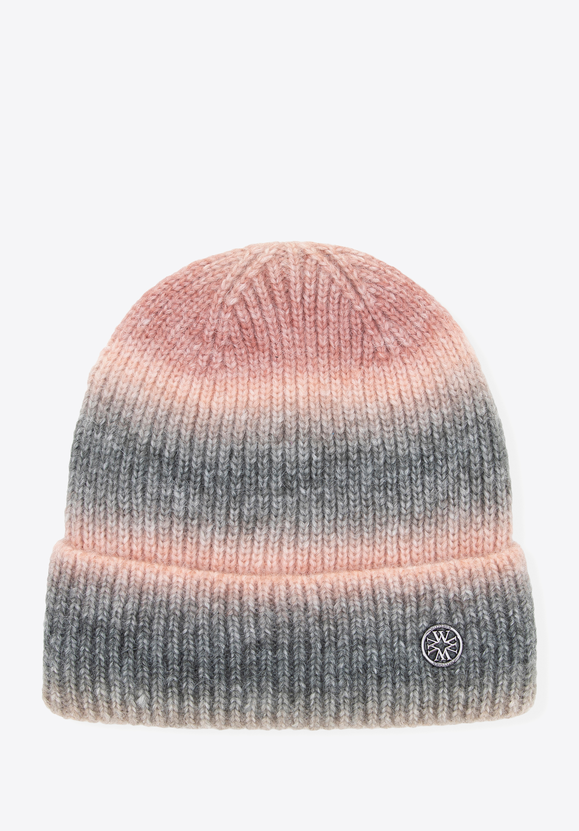 Dámská zimní čepice s ombré vzorem, růžovo-šedá, 101-HF-201-PZ, Obrázek 1