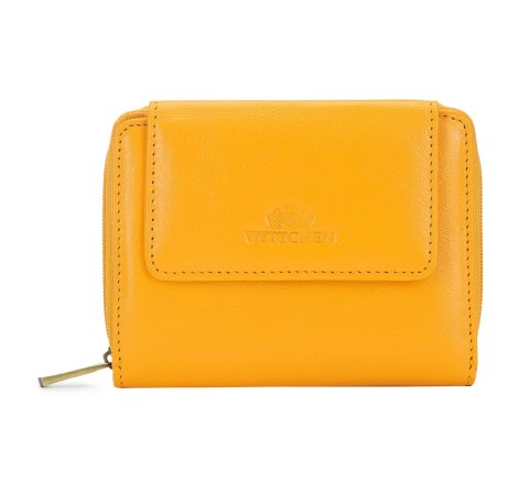 Kis méretű női bőr pénztárca, sárga, 21-1-211-ZL, Fénykép 1