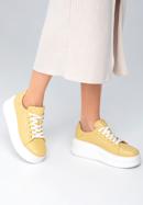Klasszikus női bőr platformcipő, sárga, 98-D-961-P-35, Fénykép 15