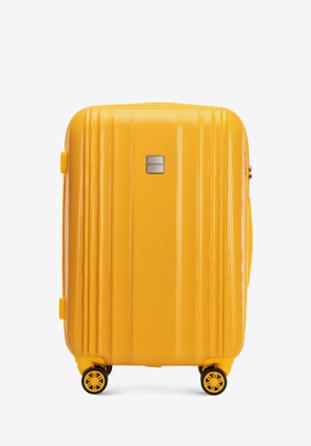 Közepes méretű, mézhálós polikarbonát bőrönd, sárga, 56-3P-302-50, Fénykép 1