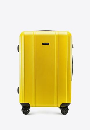 Közepes méretű polikarbonát bőrönd függőleges barázdákkal, sárga, 56-3P-712-50, Fénykép 1