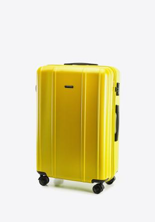 Nagy polikarbonát bőrönd függőleges barázdákkal, sárga, 56-3P-713-50, Fénykép 1