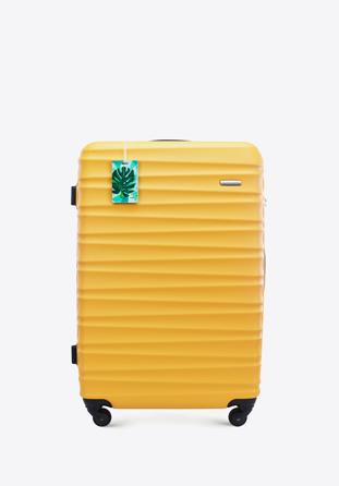 Nagyméretű bőrönd poggyászcímkével, sárga, 56-3A-313-50Z, Fénykép 1