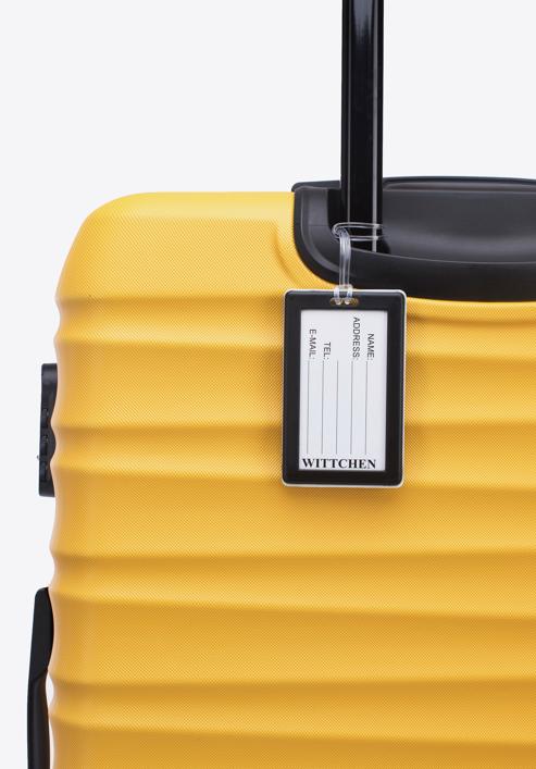 Nagyméretű bőrönd poggyászcímkével, sárga, 56-3A-313-11Z, Fénykép 3