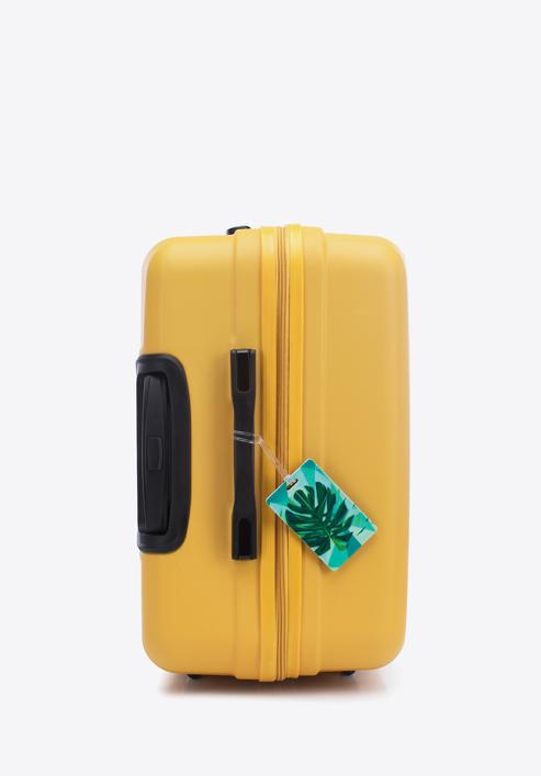 Nagyméretű bőrönd poggyászcímkével, sárga, 56-3A-313-11Z, Fénykép 4