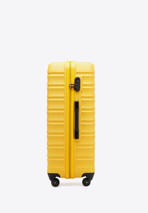 Nagyméretű bőrönd poggyászcímkével, sárga, 56-3A-313-11Z, Fénykép 5