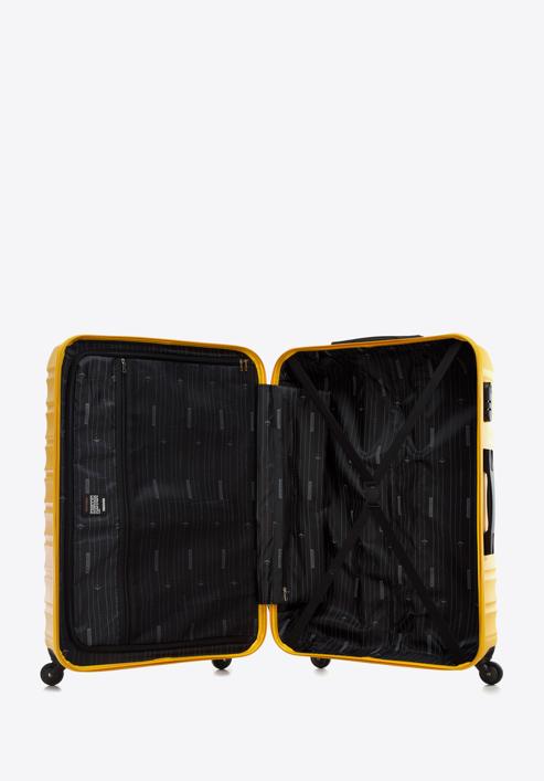 Nagyméretű bőrönd poggyászcímkével, sárga, 56-3A-313-11Z, Fénykép 6