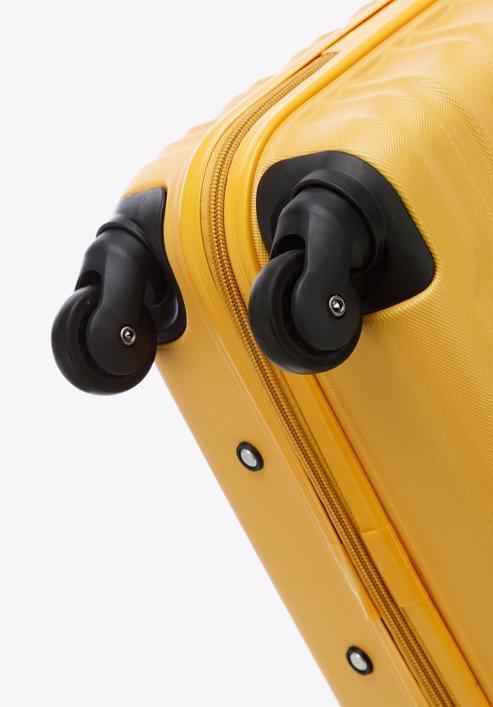 Nagyméretű bőrönd poggyászcímkével, sárga, 56-3A-313-11Z, Fénykép 7