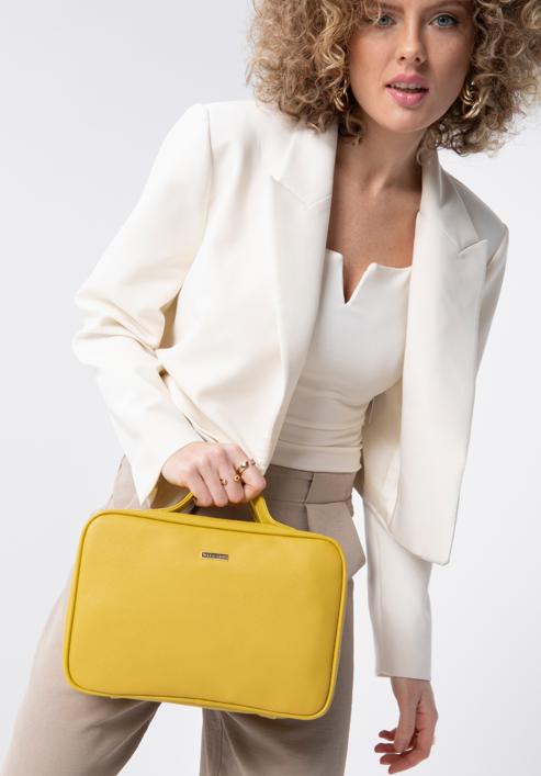 Női műbőr kozmetikai virágmintás táska, sárga, 98-4Y-211-X2, Fénykép 15