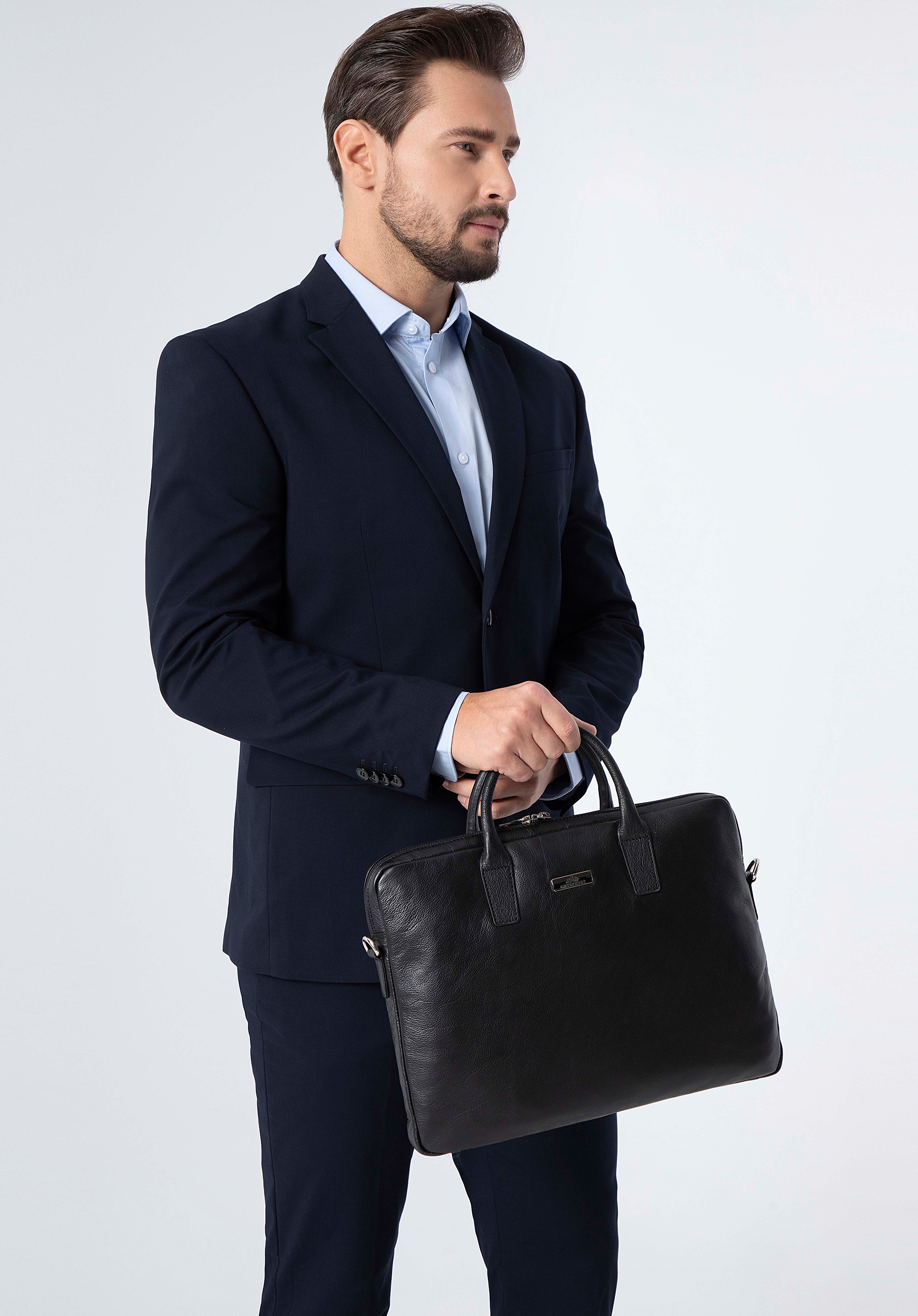 Herren-Laptoptasche 11''''/12'''' aus Leder, schwarz, 98-3U-901-1, Bild 1